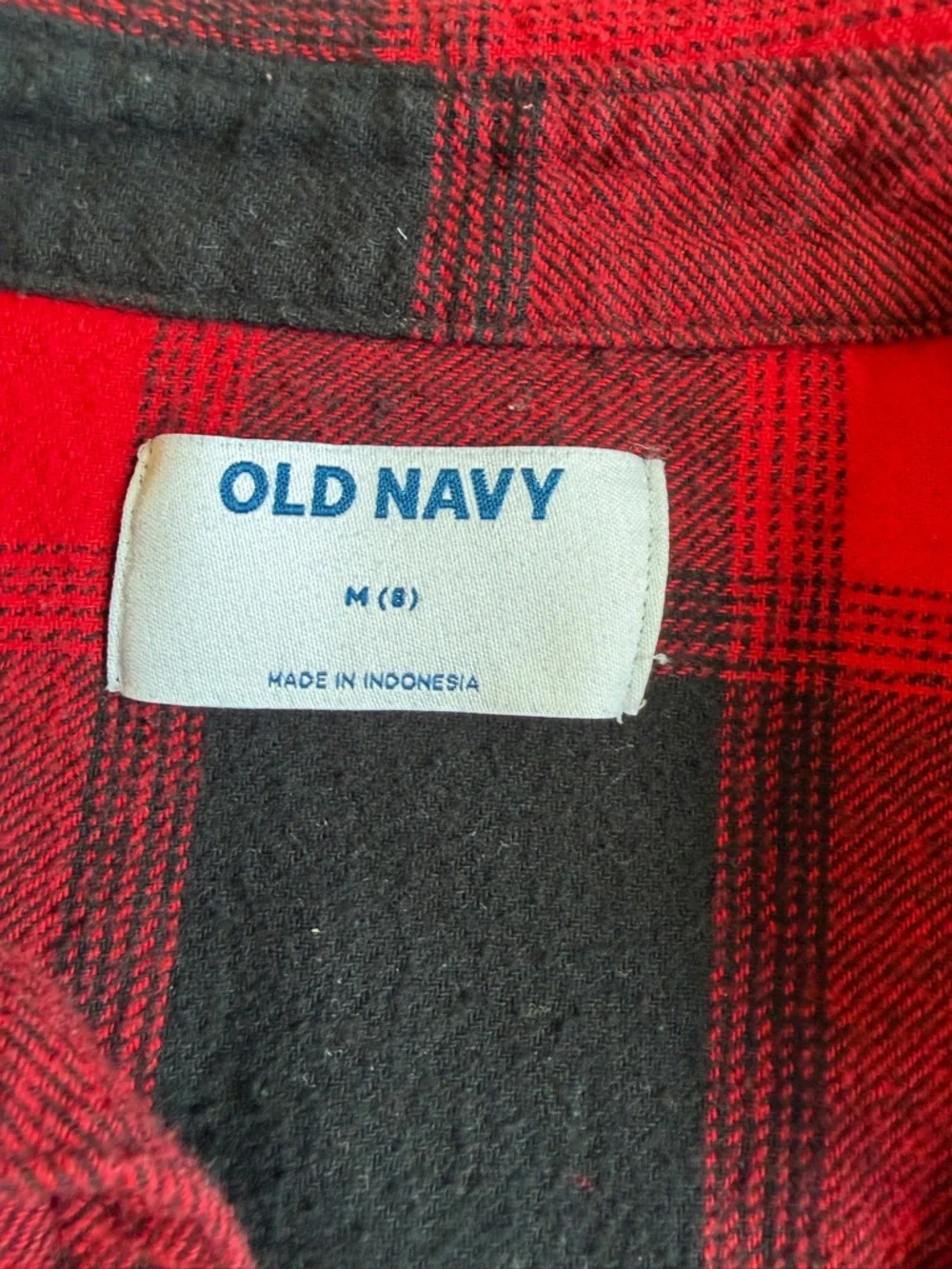 Old Navy Red and Black Plaid Button-Down Shirt